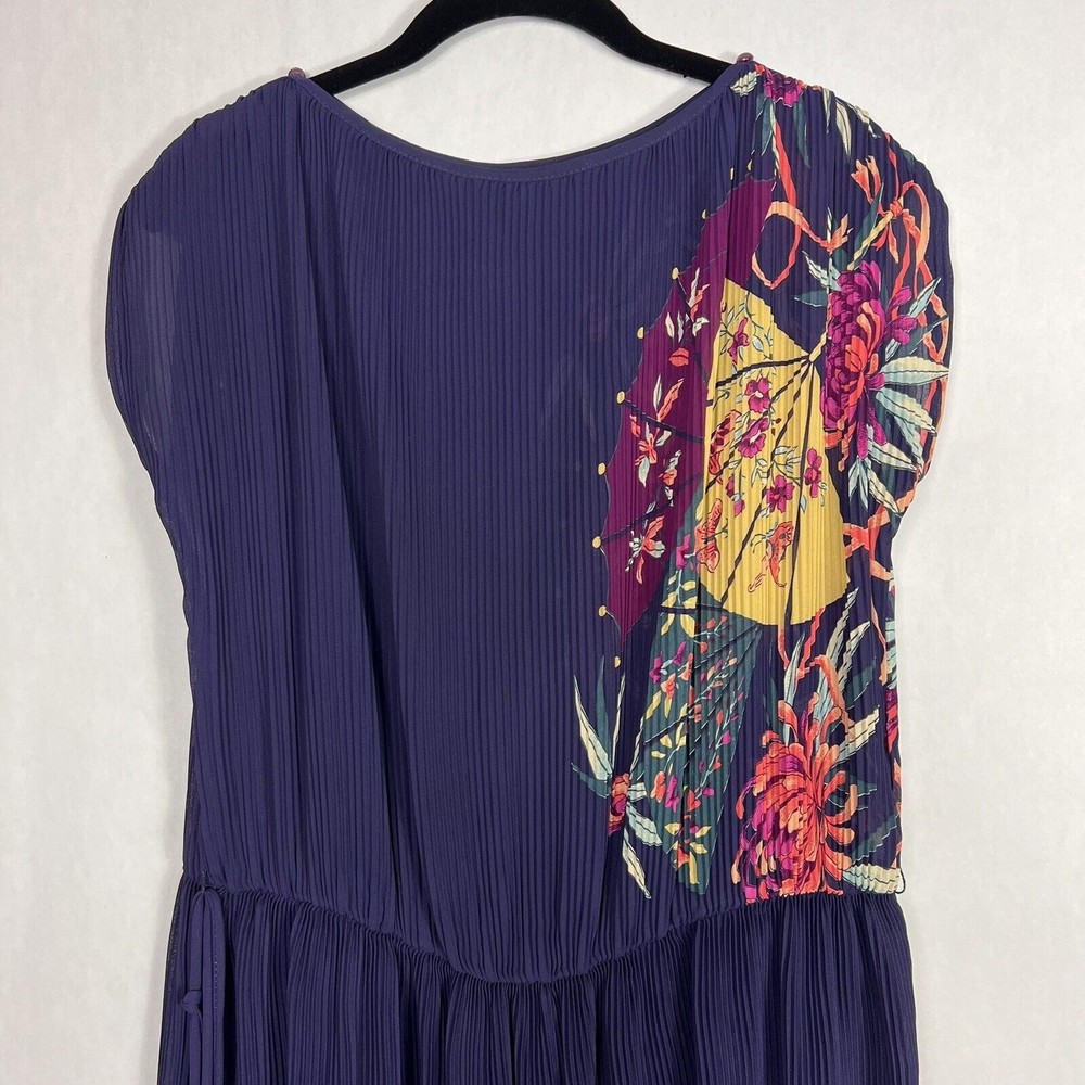JT Dress Vintage Womens Large Blue Floral Short Sleeve Elastic Waist Pullover - Picture 4 of 12